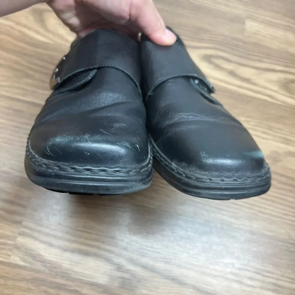 JOSEF SEIBEL 'Theresa' Black Leather Monk Strap Oxfords EUR 41 | US 10‎